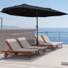 Outsunny Chapéu de Sol Duplo 4,6x2,7 m para Terraço Exterior com Manivela Manual, Resistente à Água e Proteção Solar, Grande para Terraço, Praia ou Piscina - Preto