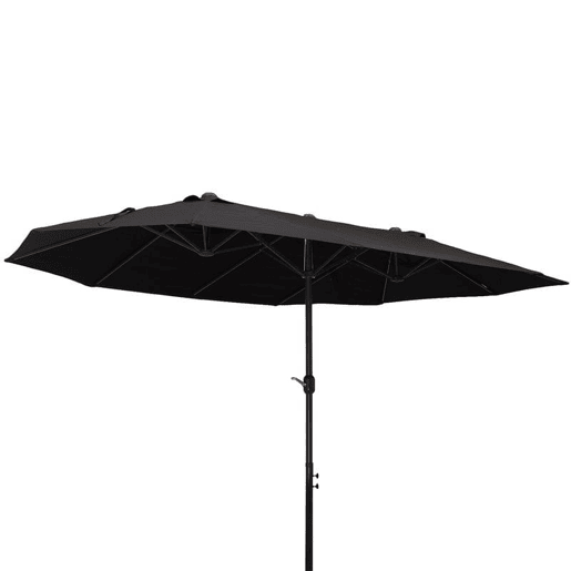 Outsunny Chapéu de Sol Duplo 4,6x2,7 m para Terraço Exterior com Manivela Manual, Resistente à Água e Proteção Solar, Grande para Terraço, Praia ou Piscina - Preto