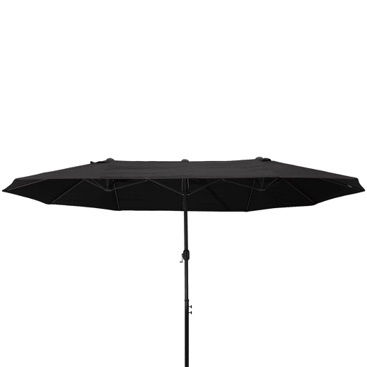 Outsunny Chapéu de Sol Duplo 4,6x2,7 m para Terraço Exterior com Manivela Manual, Resistente à Água e Proteção Solar, Grande para Terraço, Praia ou Piscina - Preto