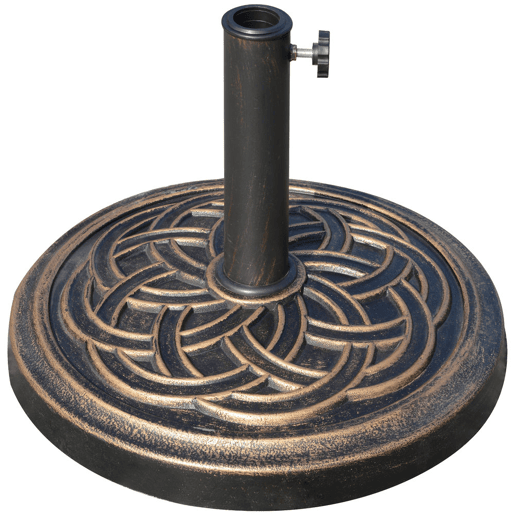 Outsunny Base Chapéu de Sol de Jardim Suporte para Chapéu de Sol Redondo para Mastros de 38mm48mm Resina e Aço para Terraço Pátio Exterior Ø45x33cm Bronze