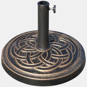 Outsunny Base Chapéu de Sol de Jardim Suporte para Chapéu de Sol Redondo para Mastros de 38mm48mm Resina e Aço para Terraço Pátio Exterior Ø45x33cm Bronze