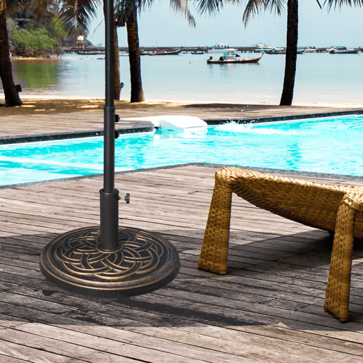 Outsunny Base Chapéu de Sol de Jardim Suporte para Chapéu de Sol Redondo para Mastros de 38mm48mm Resina e Aço para Terraço Pátio Exterior Ø45x33cm Bronze