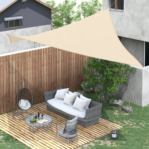 Outsunny Vela de Sombra Retangular 4x6 m Toldo Vela de HDPE com Proteção UV Aneis em Forma de D e Cordas para Jardim Pátio Piscina Creme