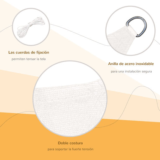 Outsunny Vela de Sombra Retangular 4x6 m Toldo Vela de HDPE com Proteção UV Aneis em Forma de D e Cordas para Jardim Pátio Piscina Creme