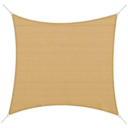 Outsunny Vela de Sombra Quadrado 3x3 m Toldo Vela de HDPE com Proteção UV Aneis em Forma de D e Cordas para Jardim Pátio Piscina Areia