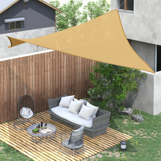Outsunny Vela de Sombra Quadrado 3x3 m Toldo Vela de HDPE com Proteção UV Aneis em Forma de D e Cordas para Jardim Pátio Piscina Areia