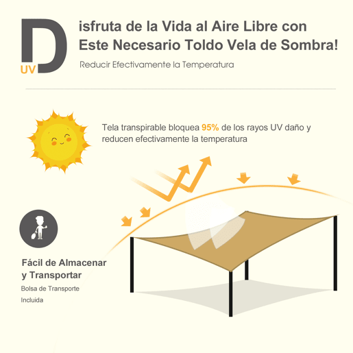 Outsunny Vela de Sombra Quadrado 3x3 m Toldo Vela de HDPE com Proteção UV Aneis em Forma de D e Cordas para Jardim Pátio Piscina Areia