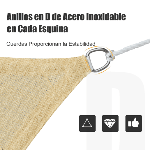 Outsunny Vela de Sombra Quadrado 3x3 m Toldo Vela de HDPE com Proteção UV Aneis em Forma de D e Cordas para Jardim Pátio Piscina Areia