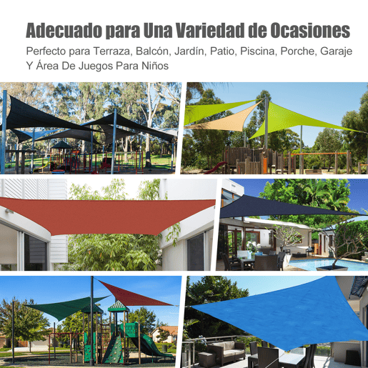 Outsunny Vela de Sombra Quadrado 3x3 m Toldo Vela de HDPE com Proteção UV Aneis em Forma de D e Cordas para Jardim Pátio Piscina Areia