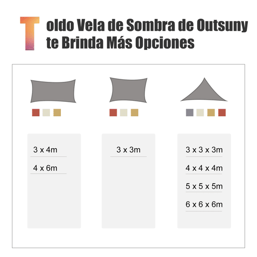 Outsunny Vela de Sombra Quadrado 3x3 m Toldo Vela de HDPE com Proteção UV Aneis em Forma de D e Cordas para Jardim Pátio Piscina Areia