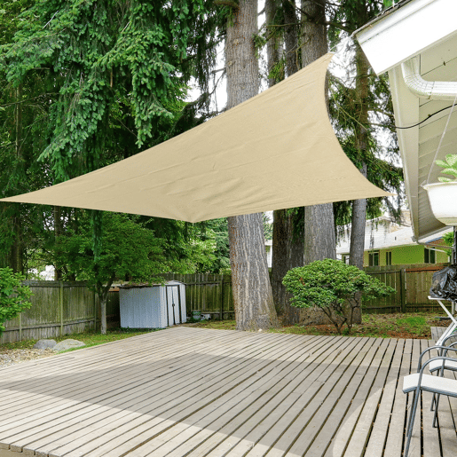 Outsunny Vela de Sombra Quadrado 3x3 m Toldo Vela de HDPE com Proteção UV Aneis em Forma de D e Cordas para Jardim Pátio Piscina Areia