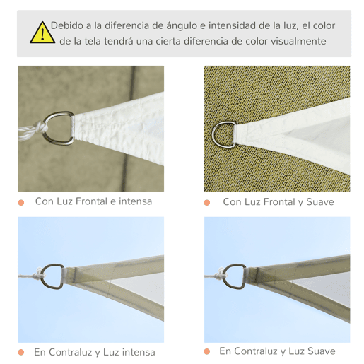 Outsunny Vela de Sombra Triangular 6x6x6 m Toldo Vela de Poliéster com Proteção UV Aneis em Forma de D e Cordas para Jardim Pátio Piscina Creme