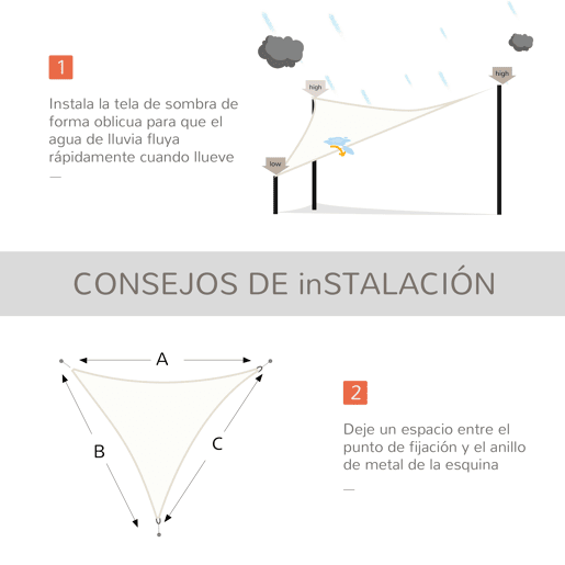 Outsunny Vela de Sombra Triangular 6x6x6 m Toldo Vela de Poliéster com Proteção UV Aneis em Forma de D e Cordas para Jardim Pátio Piscina Creme