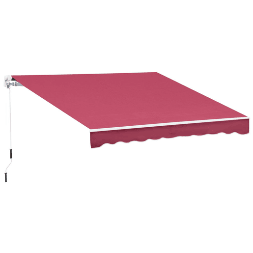 Outsunny Toldo Manual Retrátil 395x245 cm, Toldo Exterior para Terraço com Ângulo Ajustável, Braço Articulado, Montagem na Parede, Estrutura de Alumínio, Anti-UV e Impermeável, para Jardim, Vermelho Outsunny Toldo Manual Retrátil 395x245 cm, Toldo Exterior para Terraço com Ângulo Ajustável, Braço Articulado, Montagem na Parede, Estrutura de Alumínio, Anti-UV e Impermeável, para Jardim, Vermelho
