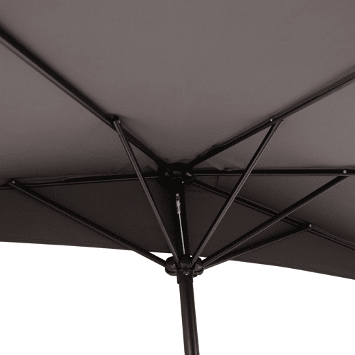 Outsunny Chapéu de Sol 269x138x236 cm Guarda-sol de Jardim com Manivela e Forma Semicircular Tecido Poliéster 180 gm² para Exterior Terraço Pátio Piscina Cinzento