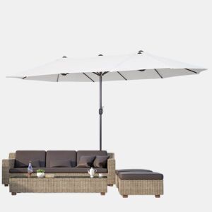 Outsunny Chapéu de Sol Duplo para Jardim 4,6x2,7x2,4m Chapéu de Sol Anti UV com Manivela para Exterior Bege