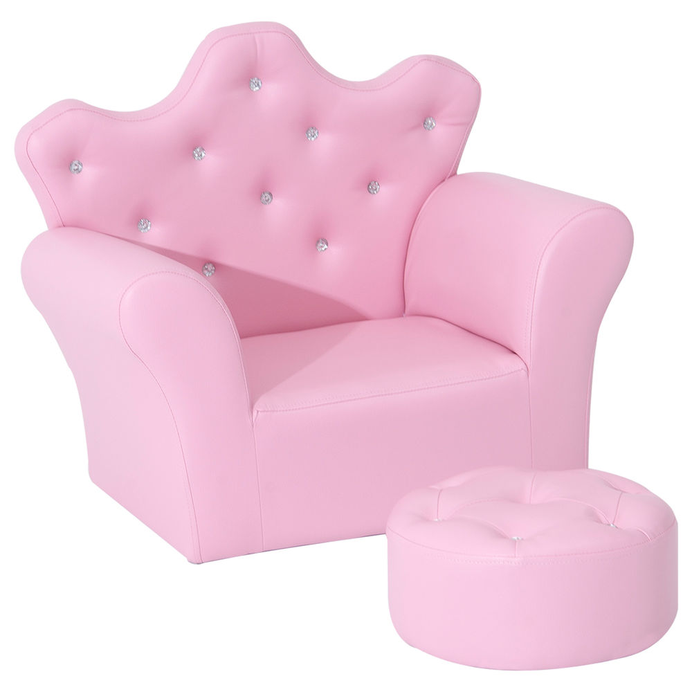 Sofá Niños con Taburete PVC, Madera HOMCOM