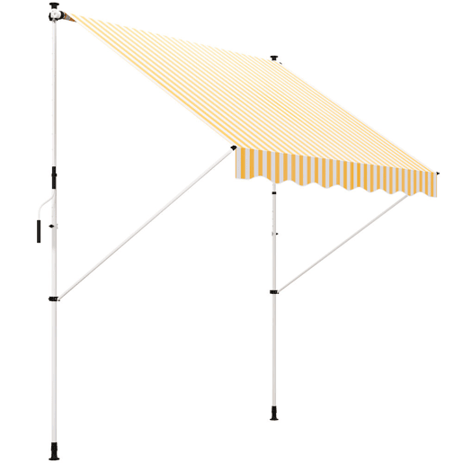 Outsunny Toldo Manual Retrátil 3x1,5 m, Toldo Exterior para Terraço Enrolável, Altura Ajustável 170-280 cm, com Manivela, Anti-UV e Impermeável, Sem Perfuração, para Varanda, Jardim, Laranja