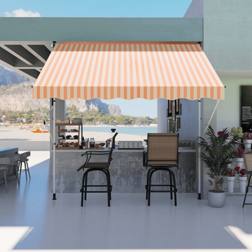 Outsunny Toldo Manual Retrátil 3x1,5 m, Toldo Exterior para Terraço Enrolável, Altura Ajustável 170-280 cm, com Manivela, Anti-UV e Impermeável, Sem Perfuração, para Varanda, Jardim, Laranja