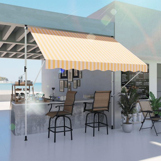 Outsunny Toldo Manual Retrátil 3x1,5 m, Toldo Exterior para Terraço Enrolável, Altura Ajustável 170-280 cm, com Manivela, Anti-UV e Impermeável, Sem Perfuração, para Varanda, Jardim, Laranja