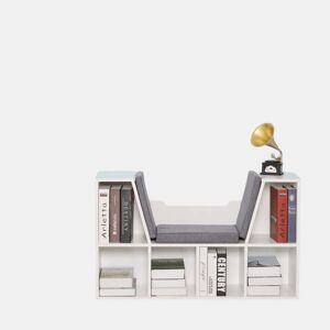 HOMCOM Estante Infantil com Assento Estante com 6 Cubos e Banco com Almofada 102x30x61cm Branco e Cinzento