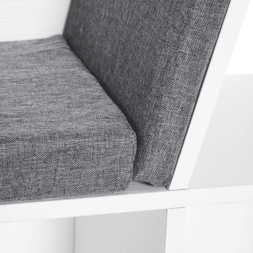 HOMCOM Estante Infantil com Assento Estante com 6 Cubos e Banco com Almofada 102x30x61cm Branco e Cinzento