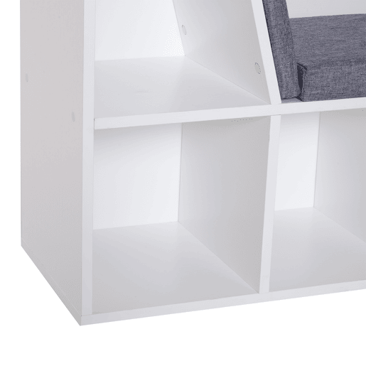 HOMCOM Estante Infantil com Assento Estante com 6 Cubos e Banco com Almofada 102x30x61cm Branco e Cinzento