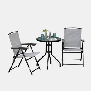 Outsunny Mesa de Jardim Redonda com Bancada de Vidro Temperado Decorativa e Estrutura de Metal para Pátio Terraço Varanda Ø60x70 cm Preto