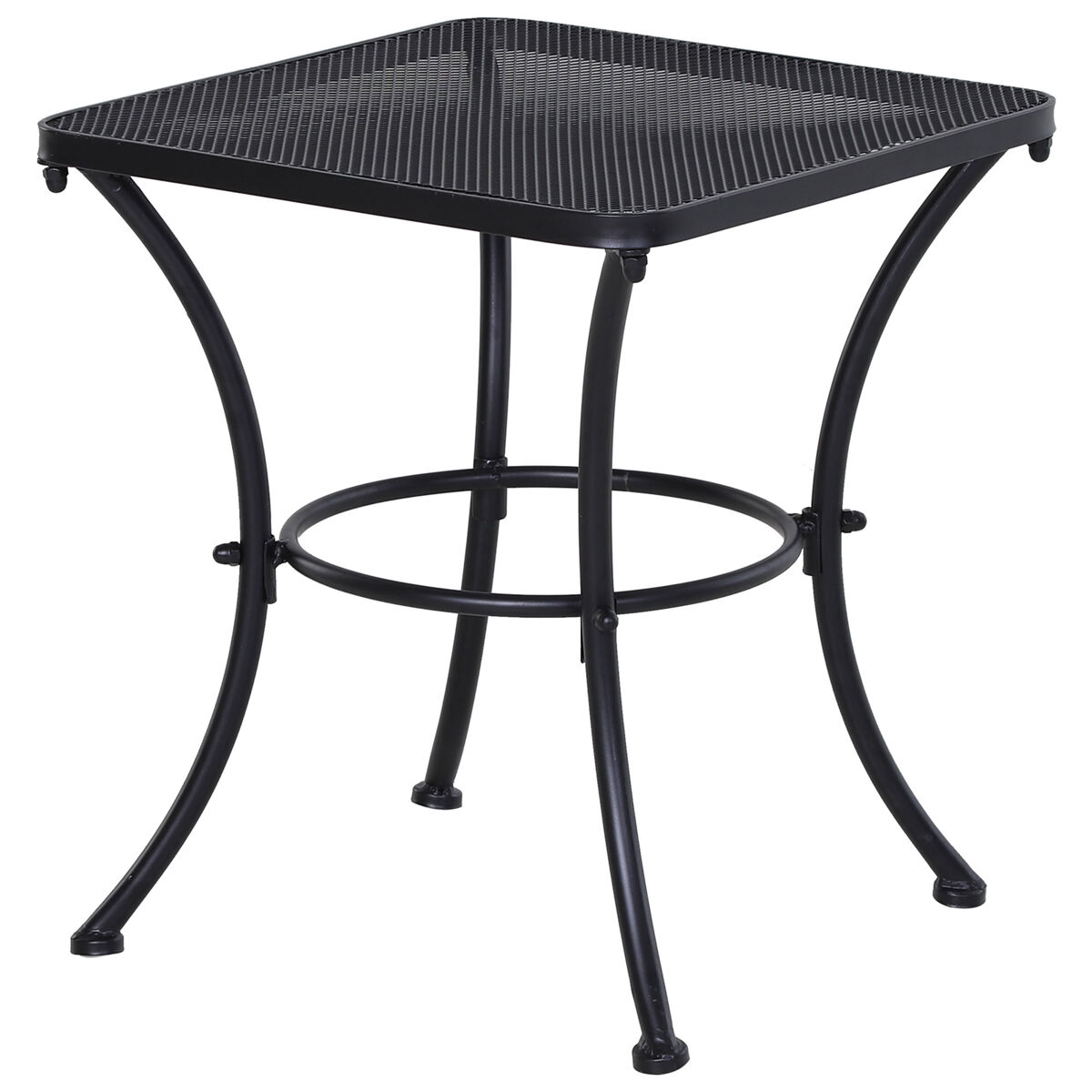 Outsunny mesa auxiliar cuadrada mesa de jardín exterior con estructura de metal para patio terraza balcón 45x45x50 cm negro