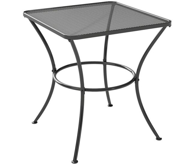 Outsunny mesa auxiliar cuadrada mesa de jardín exterior con estructura de metal para patio terraza balcón 45x45x50 cm negro