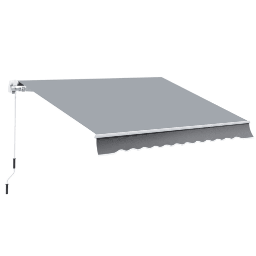 Outsunny Toldo Manual Retrátil 3x2,5 cm, Toldo Exterior para Terraço com Ângulo Ajustável, Braço Articulado, Montagem na Parede, Estrutura de Alumínio, Anti-UV e Impermeável, para Jardim, Cinza