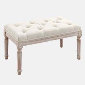 HOMCOM Banco de Pé de Cama Estofado com Assento Acolchoado e Pés de Madeira de Borracha Banco de Estilo Vintage para Dormitório Entrada Sala de Estar 80x40x41cm Bege