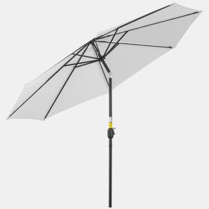 Outsunny Guarda-sol de Jardim Ø300x250 cm com Manivela, Chapéu de Sol Exterior com Mecanismo de Inclinação e Poste Desmontável de Metal para Terraço, Piscina e Pátio - Branco
