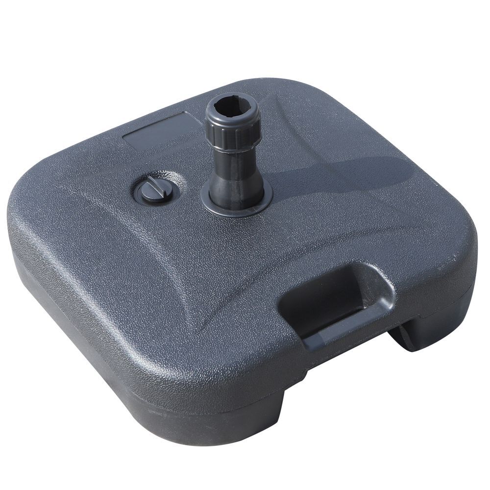 Outsunny base de sombrilla parasol de playa pies soporte de sombrilla patio jardín lleno de agua de 20 kg y arena de 30 kg 46x45x26cm hdpe negro