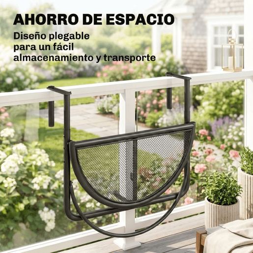 Outsunny Mesa de Suspensão de Varanda Semicircular 60x45x50 cm Ajustável