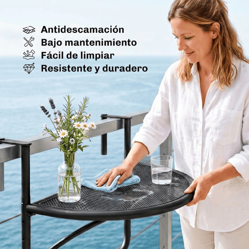 Outsunny Mesa de Suspensão de Varanda Semicircular 60x45x50 cm Ajustável