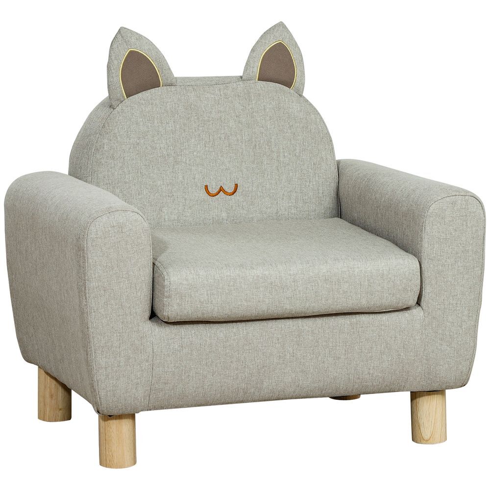 Sillón Infantil Lino, Madera de Eucalipto, Espuma HOMCOM