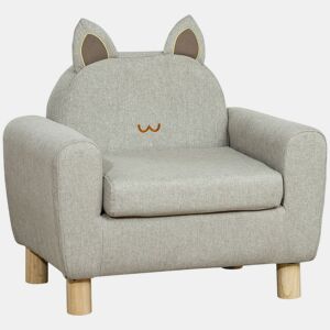 HOMCOM Poltrona Infantil Mini Sofá para Crianças acima de 3 Anos com Assento Acolchoado Apoio para os Braços e Estrutura de Madeira Carga Máxima 45kg 60x42x50cm Cinza