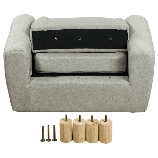 HOMCOM Poltrona Infantil Mini Sofá para Crianças acima de 3 Anos com Assento Acolchoado Apoio para os Braços e Estrutura de Madeira Carga Máxima 45kg 60x42x50cm Cinza