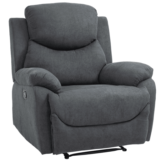 HOMCOM Poltrona ergonômica estofada Cadeira reclinável manualmente 150º com apoio de braço e apoio de pes Acolchoado Esponja grossa Suporta até 150 kg 97x96x105.5 cm Cinza