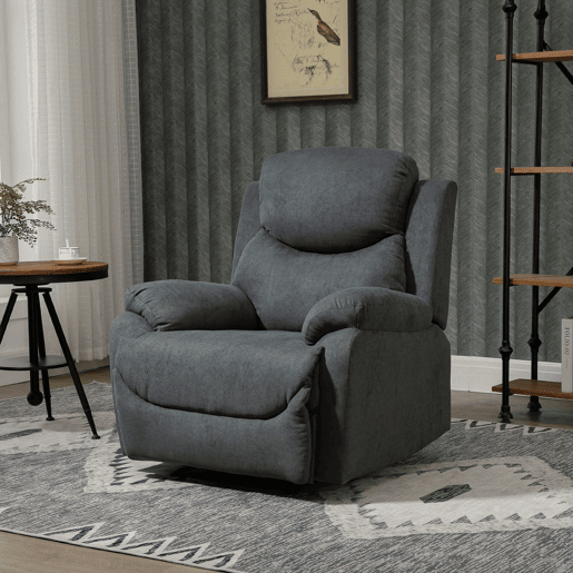 HOMCOM Poltrona ergonômica estofada Cadeira reclinável manualmente 150º com apoio de braço e apoio de pes Acolchoado Esponja grossa Suporta até 150 kg 97x96x105.5 cm Cinza