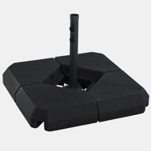 Outsunny Base para Chapéu de Sol com Pesos Recarregáveis com Água ou Areia 15L 80x80x50cm Preto cruz com Tubo de Aço 80x80x56 cm Preto