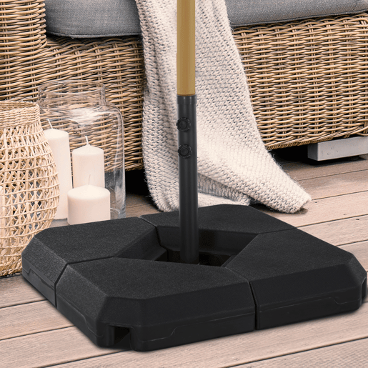 Outsunny Base para Chapéu de Sol com Pesos Recarregáveis com Água ou Areia 15L 80x80x50cm Preto cruz com Tubo de Aço 80x80x56 cm Preto