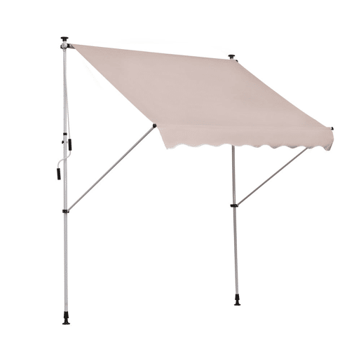 Outsunny Toldo Manual Retrátil 200x150 cm com Manivela de Alumínio Ângulo Ajustável Proteção Solar para Varanda Jardim Pátio Bege