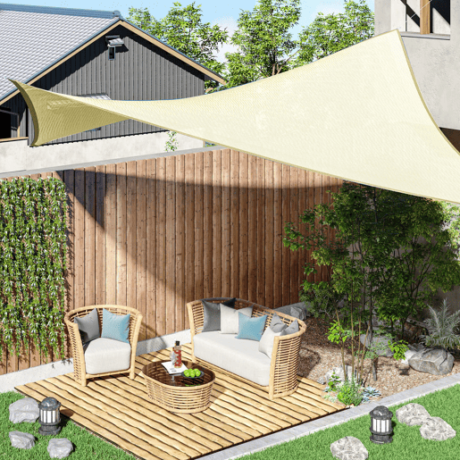 Outsunny Vela de Sombra Retangular 3x4 m Toldo Vela de HDPE com Proteção UV Aneis em Forma de D e Cordas para Jardim Pátio Piscina Creme