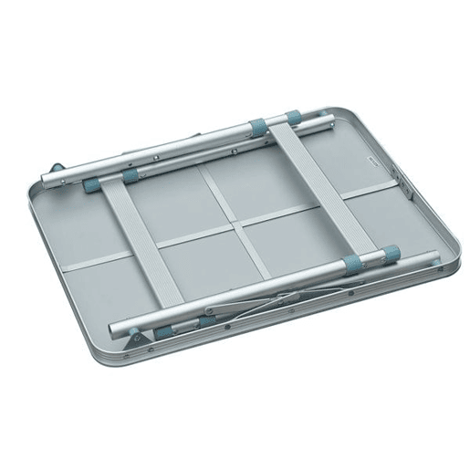 Outsunny Mesa de Campismo Dobrável e Ajustável de 47,5 a 64 cm - Cor: Branco - Alumínio e MDF - 60 x 45 x 64 cm