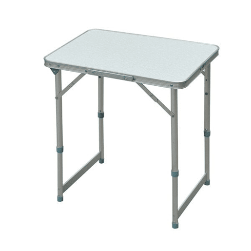 Outsunny Mesa de Campismo Dobrável e Ajustável de 47,5 a 64 cm - Cor: Branco - Alumínio e MDF - 60 x 45 x 64 cm