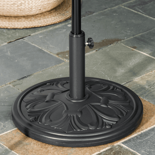 Outsunny Base para Chapéu de Sol Peso 13 kg Base Chapéu de Sol Redondo de HDPE e Cimento para Mastros Ø353848 mm para Varanda Pátio Jardim Ø48x34 cm Preto