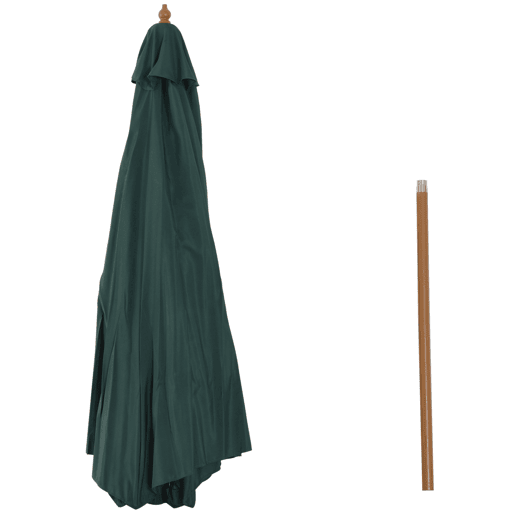 Outsunny Chapéu de Sol Ø300x250cm Chapéu de Sol com Mastro de Madeira com 8 Hastes Sistema de Polia com Fixação para Jardim Pátio Terraço Verde