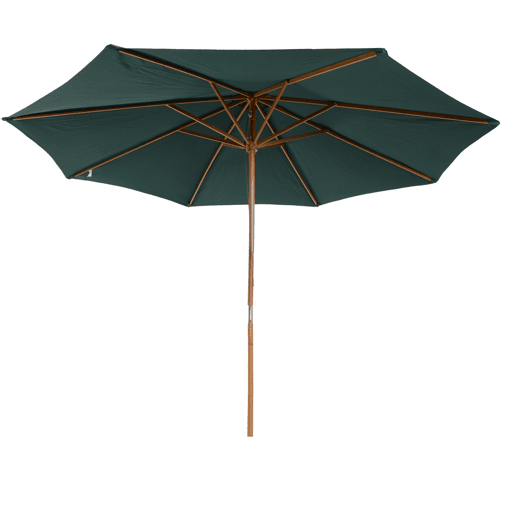 Outsunny Chapéu de Sol Ø300x250cm Chapéu de Sol com Mastro de Madeira com 8 Hastes Sistema de Polia com Fixação para Jardim Pátio Terraço Verde